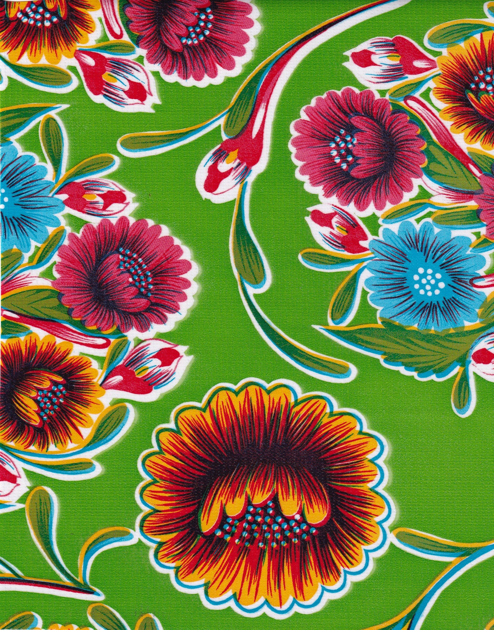 oilcloth by the yard bloom lime green swatch 1