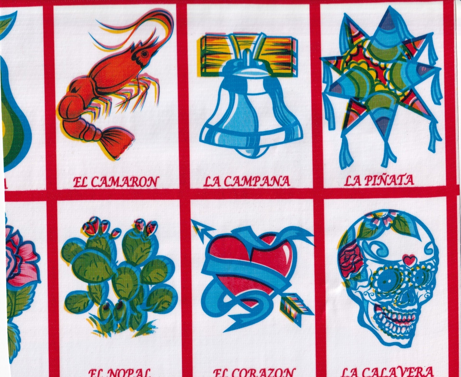 oilcloth by the yard loteria red swatch