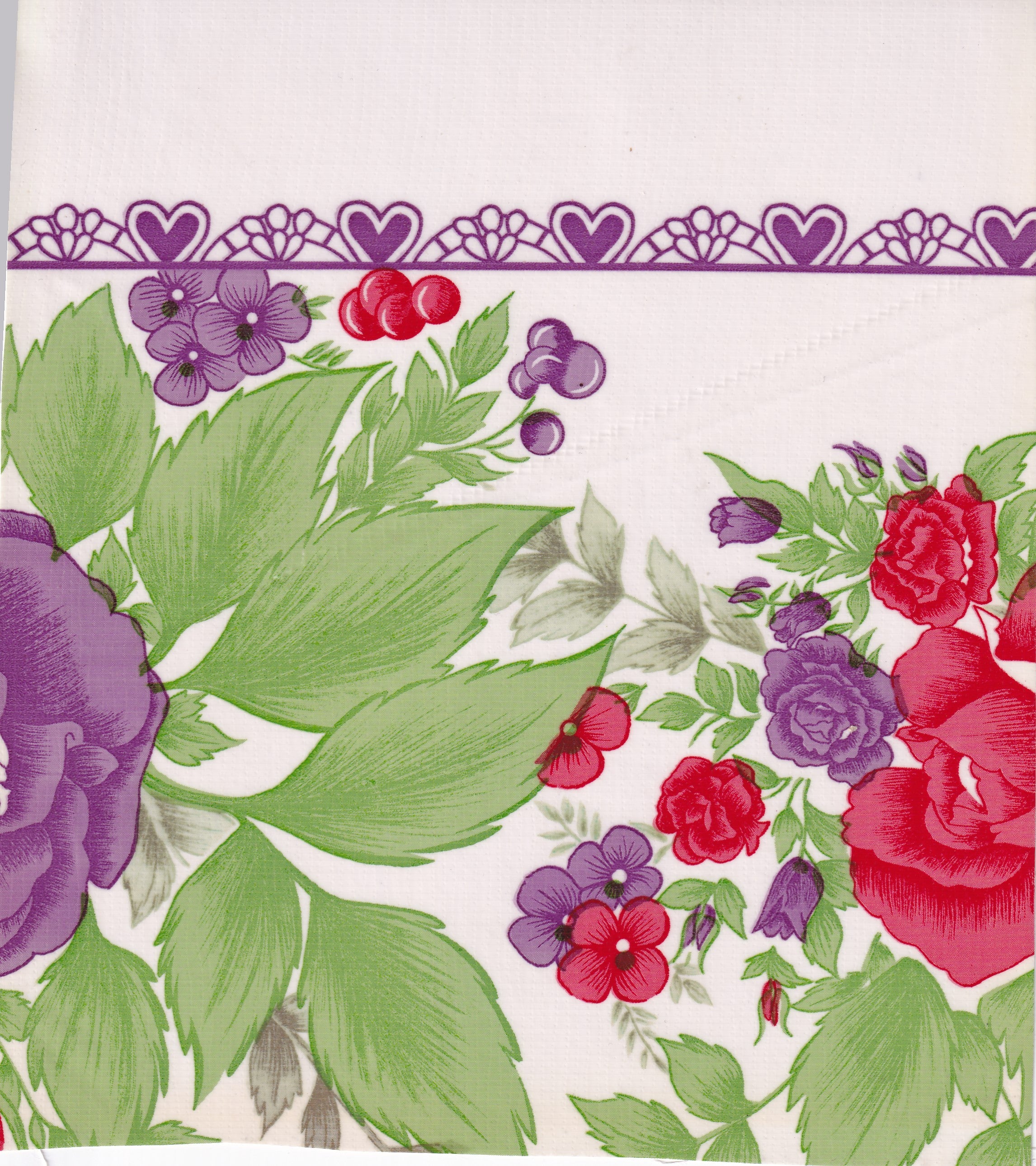 Rose Vine Purple Oilcloth Fabric