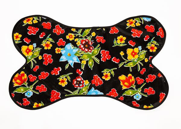 Freckled Sage Oilcloth Dog Mat in Istanbul Black