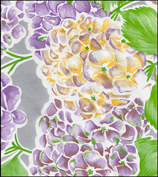  Hydrangeas on Silver oilcloth fabric