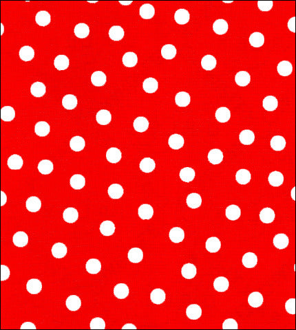 oilcloth by the yard dot white on red swatch