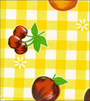 Gingham and Fruit Yellow Oilcloth
