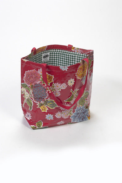 Freckled Sage Oilcloth Market Bag in Mum Red