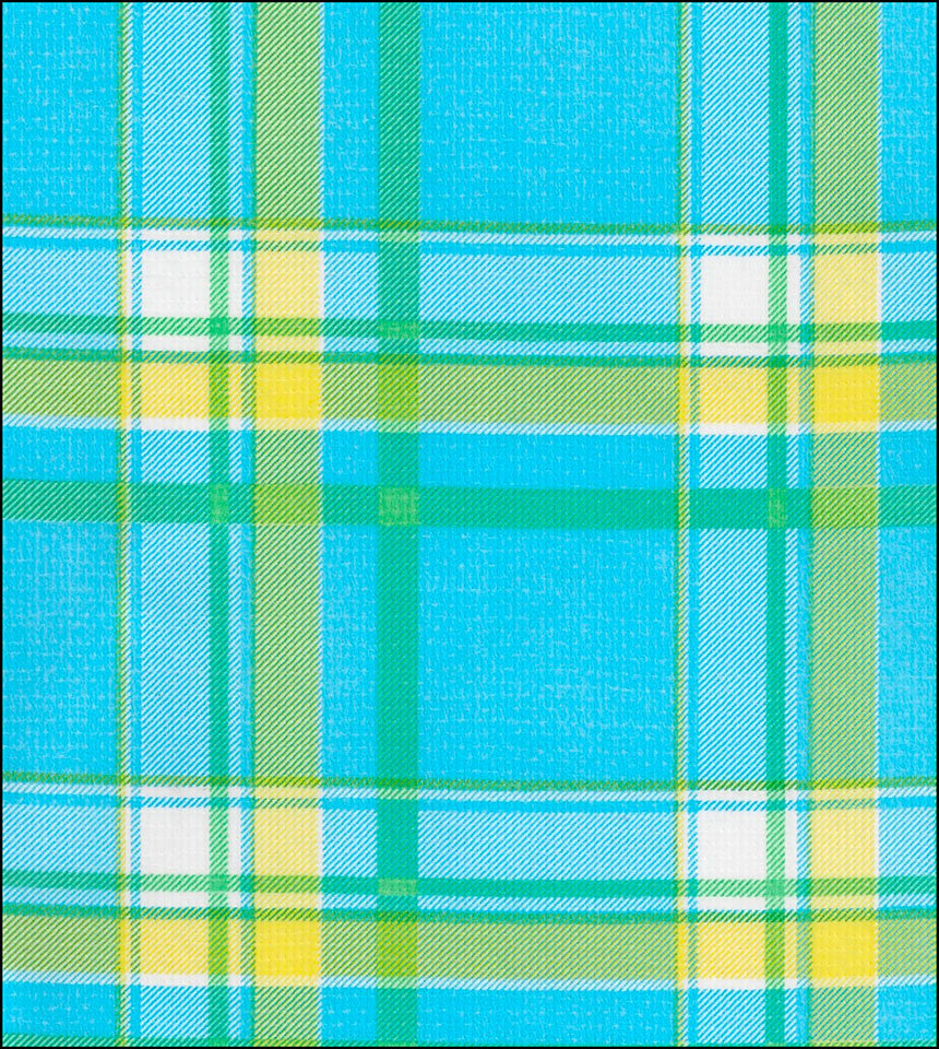 Plaid Light Blue & Yellow oilcloth