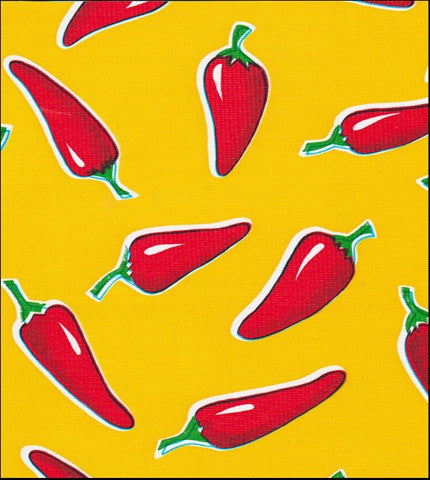 oilcloth by the yard chili peppers on yellow swatch