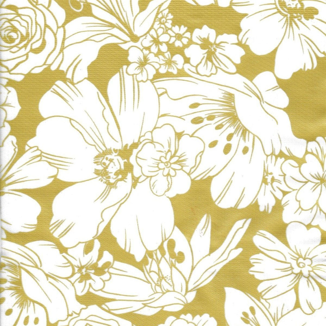 Chelsea Flowers on Gold – Oilcloth By The Yard | The Oilcloth Experts