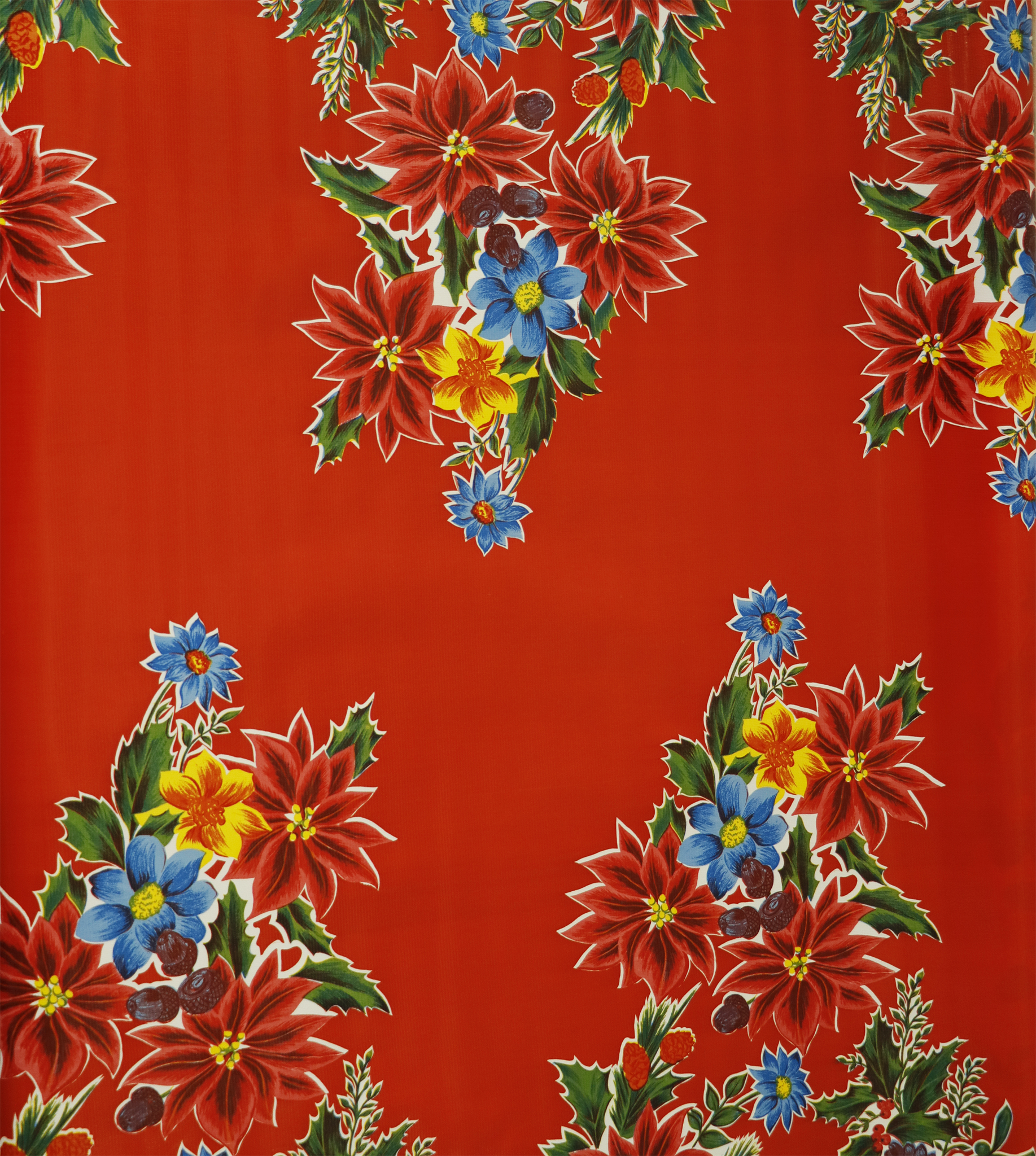 oilcloth by the yard christmas poinsettia red swatch