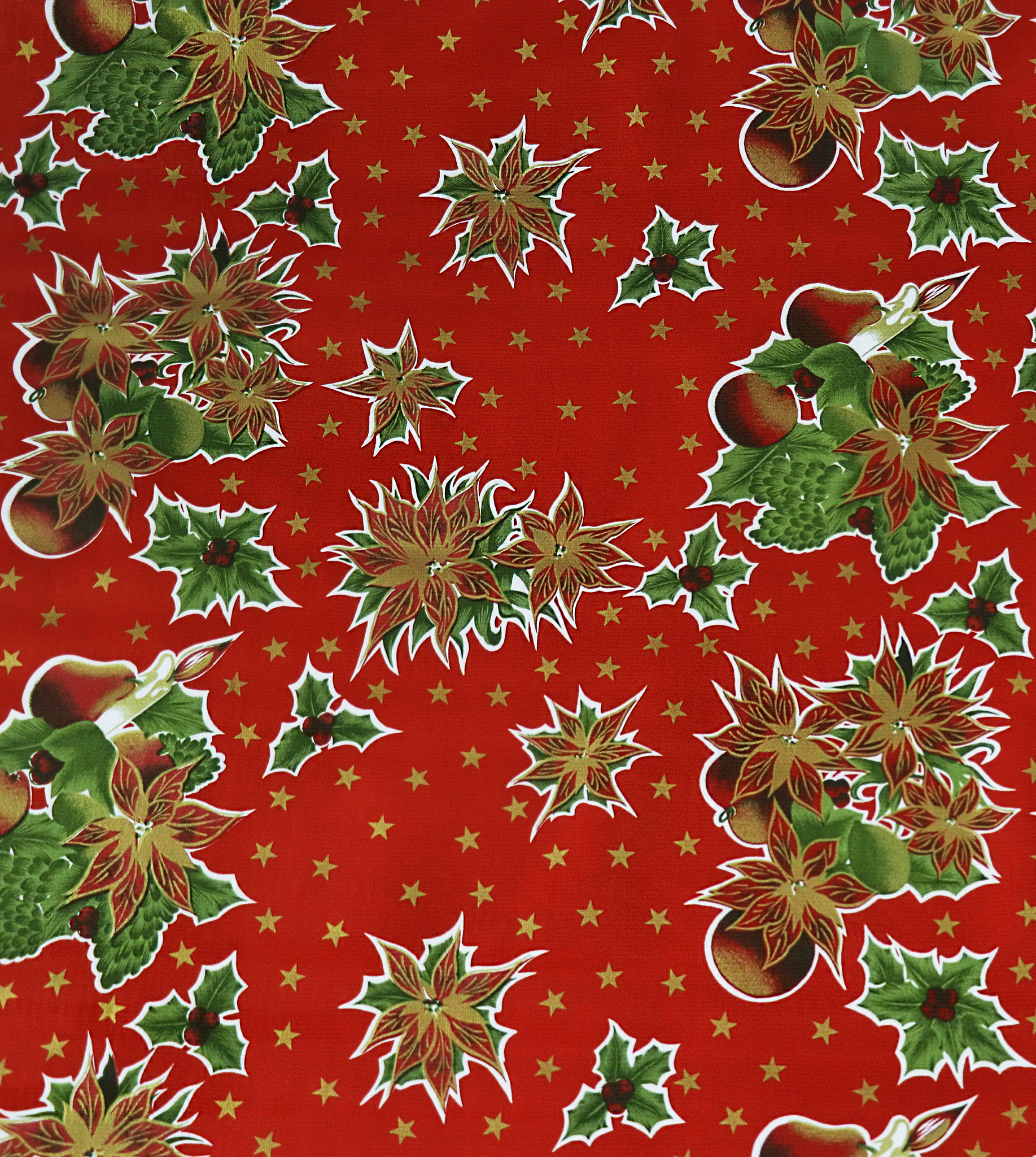 Christmas Stars on Red oilcloth